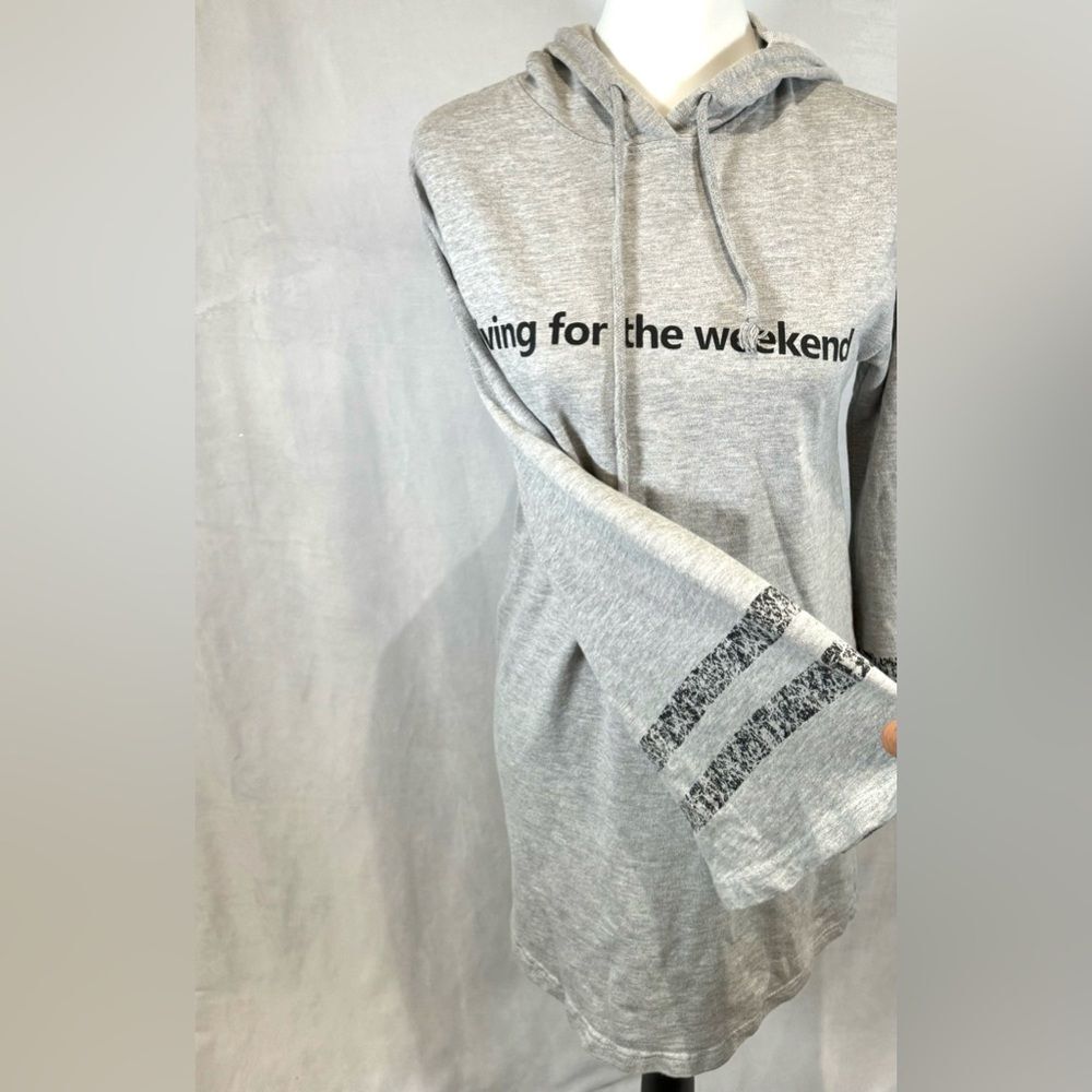 Living for the weekend gray sweatshirt hoodie dress size medium